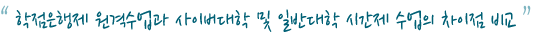 "학점은행제 원격수업과 사이버대학 및 일반대학 시간제 수업의 차이점 비교"